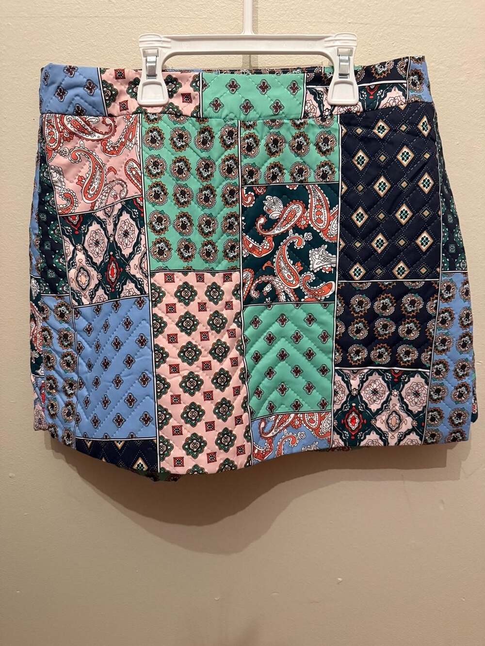 Quilted Patchwork Print Mini Skort